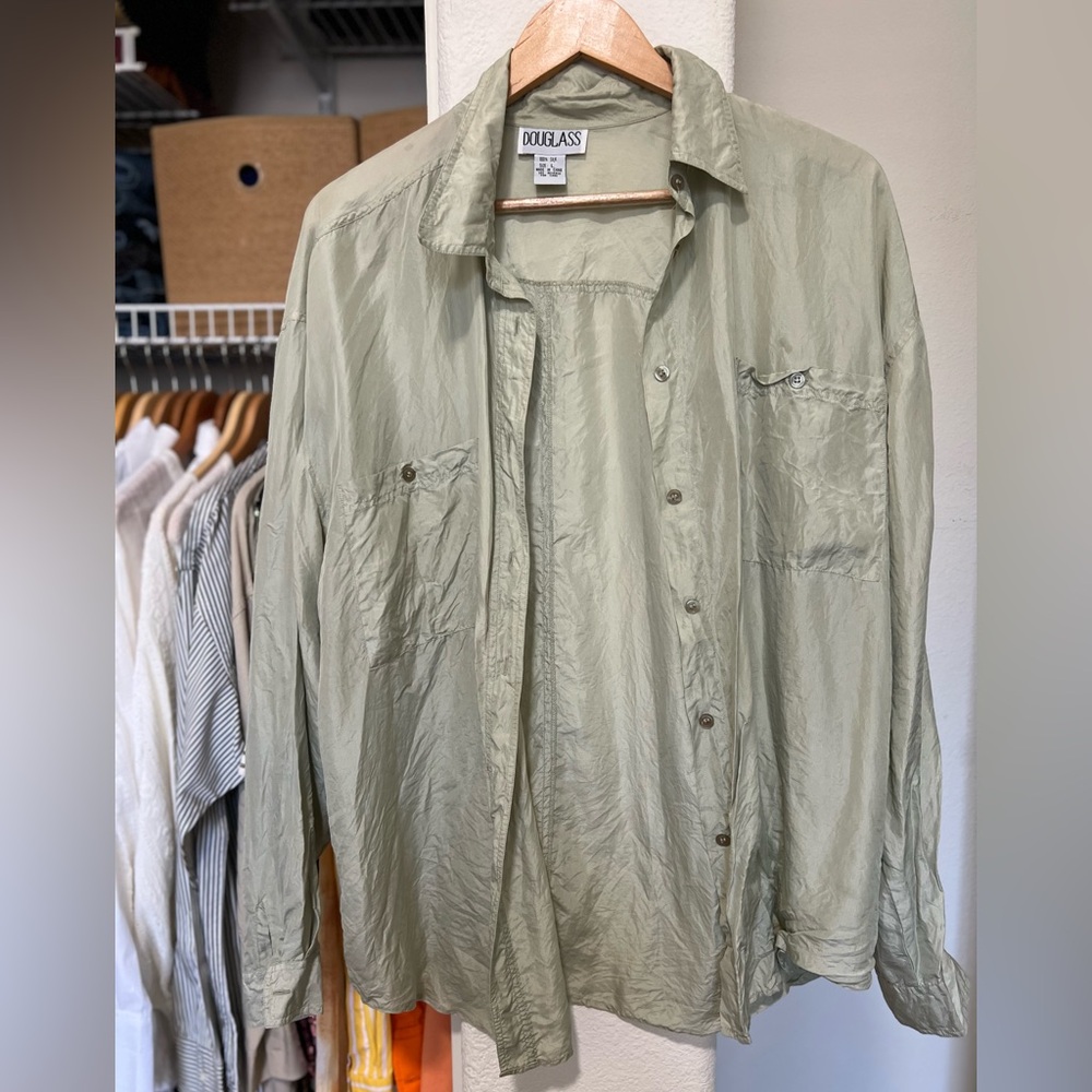 DOUGLASS 100% Silk Button Down Top